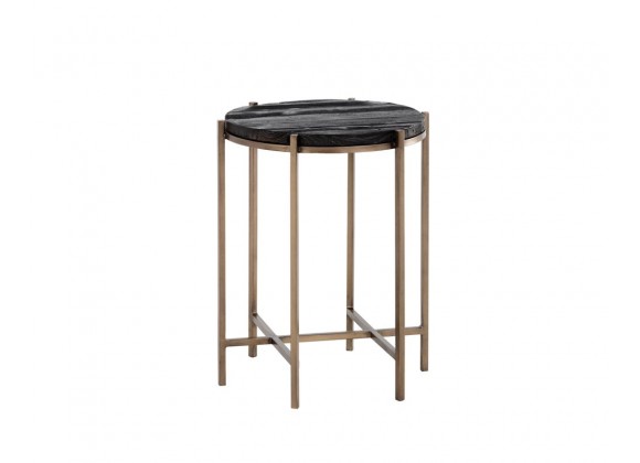 SUNPAN Rohan End Table - Antique Brass - Darkbrown, Frontview 