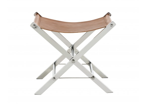 Sunpan Ryder Stool With Stainless Steel Frame in Tan - Side