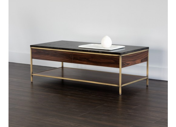 Stamos Coffee Table - Gold - Zebra Brown - Angled