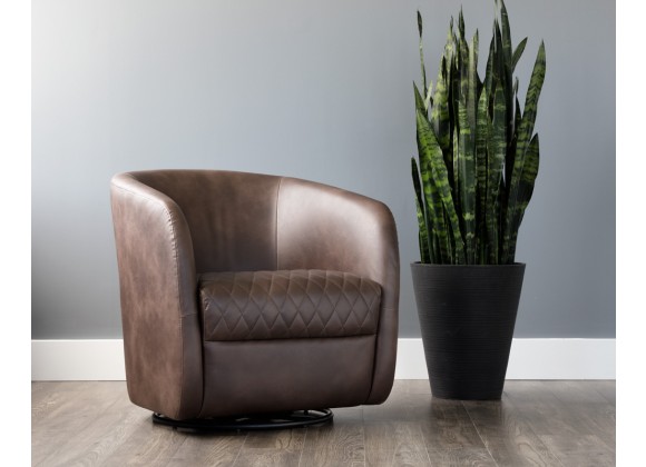Sunpan Dax Swivel Lounge Chair - Havana Dark Brown - Lifestyle