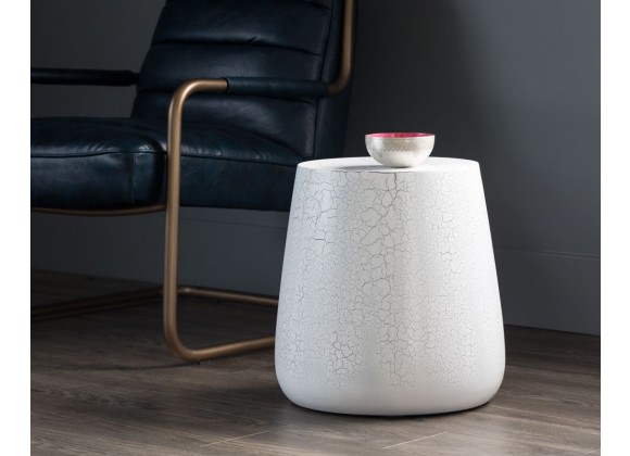 SUNPAN Rollo Side Table - White And Black Crackle, Lifestyle 
