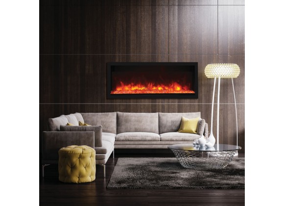 55" Tall Indoor Or Outdoor Electric Built-in Only With Black Steel Surround Fireplace - Lifestyle 1