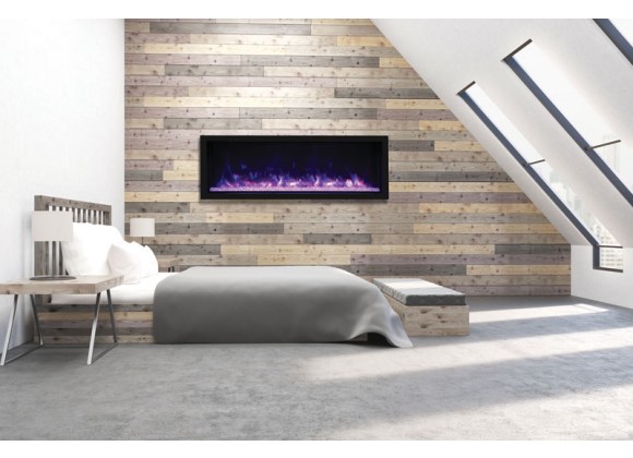 65" Tall Indoor Or Outdoor Electric Built-in Only With Black Steel Surround Fireplace - Lifestyle 1