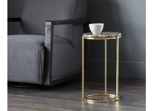 Tillie End Table - Brass - Natural Agate Stone - Lifestyle