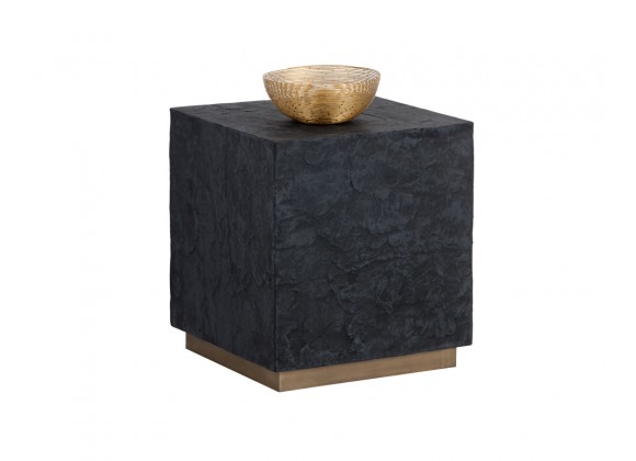 Sunpan Newbury Side Table - Black Slate - Angled View