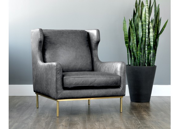 Virgil Lounge Chair - Marseille Black Leather - Lifestyle