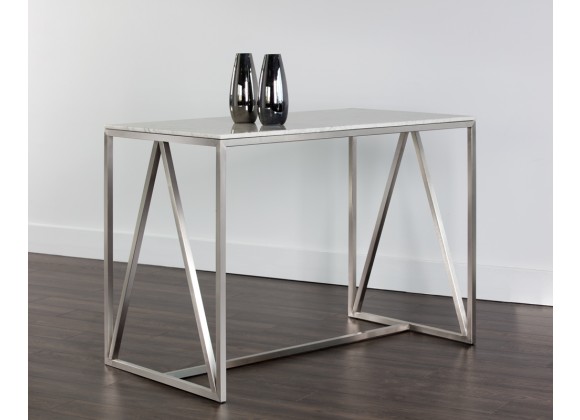 Sunpan Abel Counter Table - Stainless Steel - White Marble - Lifestyle
