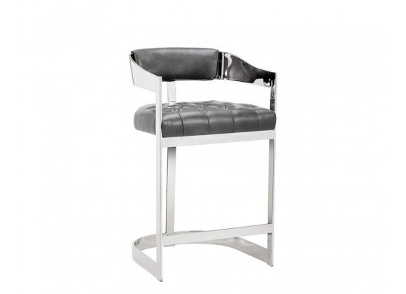 Sunpan Beaumont Counter Stool - Stainless Steel - Cantina Magnetite - Angled 