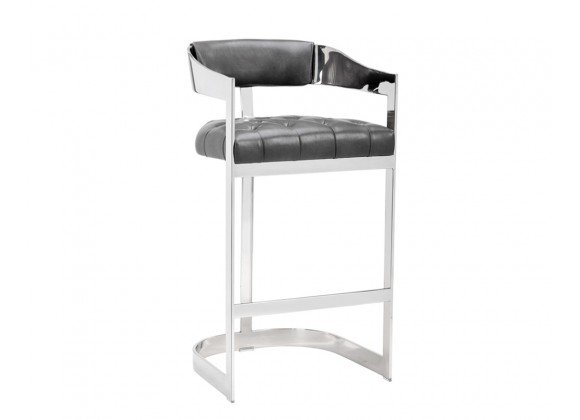 Sunpan Beaumont Barstool - Stainless Steel - Cantina Magnetite - Angled