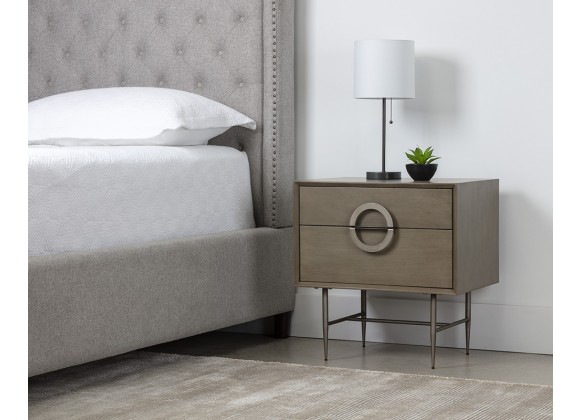 Emery Nightstand - Antique Silver - Ash Grey - Lifestyle 2