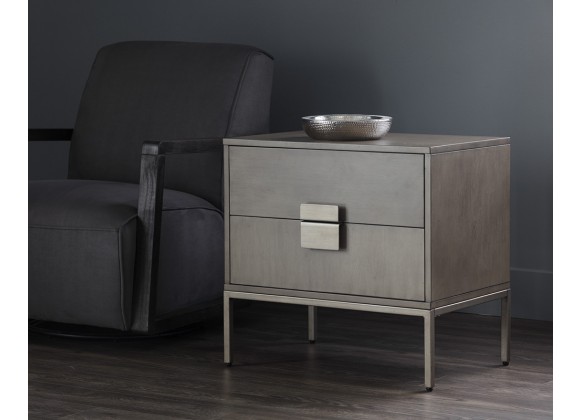 Jade Nightstand - Antique Silver - Ash Grey - Lifestyle