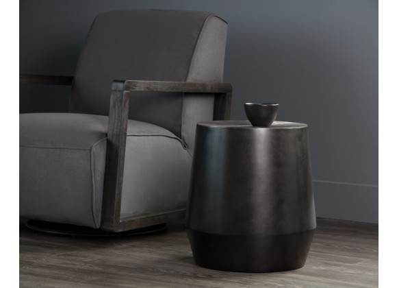 Sunpan Creed Side Table In Gunmetal - Lifestyle