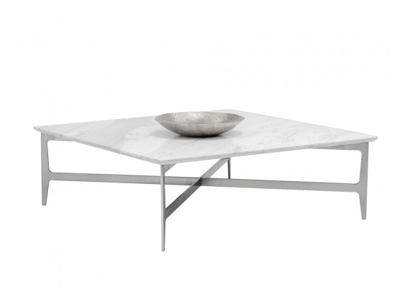 Sunpan Clearwater Coffee Table - Square - Angled with Decor