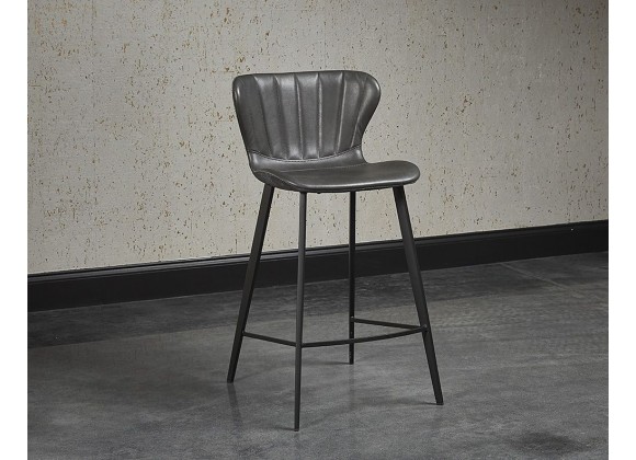 Sunpan Arabella Counter Stool - Bravo Portabella / Polo Club Kohl Grey - Front Side View