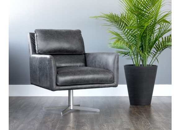Sunpan Easton Swivel Lounge Chair - Marseille Black - Lifestyle