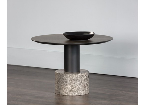Monaco Coffee Table - Black - Light Grey Marble / Raw Umber/Charcoal Grey - Lifestyle