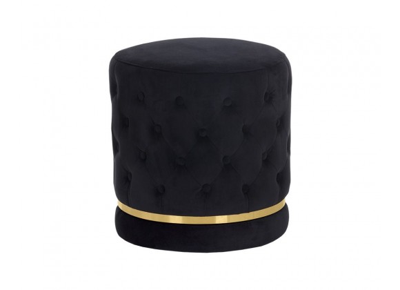 SUNPAN Nevada Swivel Ottoman - Abbington Black, Polo Club Muslin, Frontview