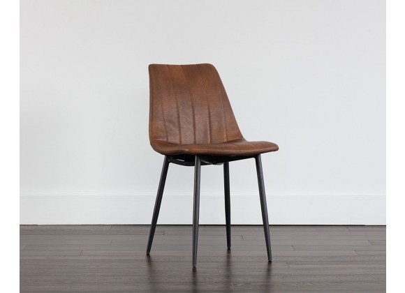 Sunpan Drew Dining Chair - Black - Bravo Cognac/Bravo Portabella/Light Grey - Lifestyle