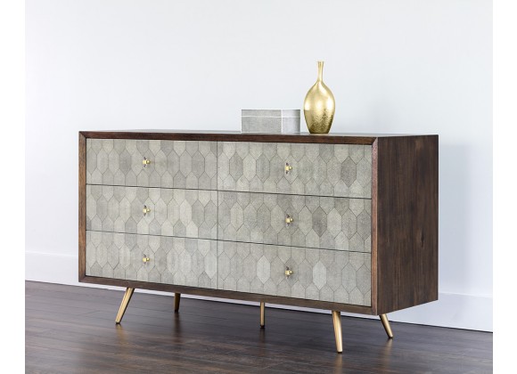 Aniston Dresser - Dark Mango - Shagreen Leather - Angled Lifestyle