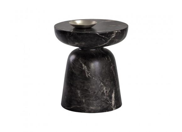 Sunpan Lucida End Table - Marble Look - Black - Front