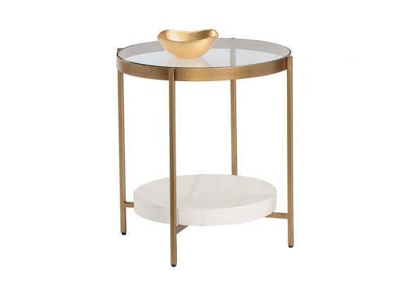Sunpan Gia End Table - Front Side Angle with Decor