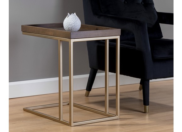 Arden C-shaped End Table - Gold - Raw Umber - 
