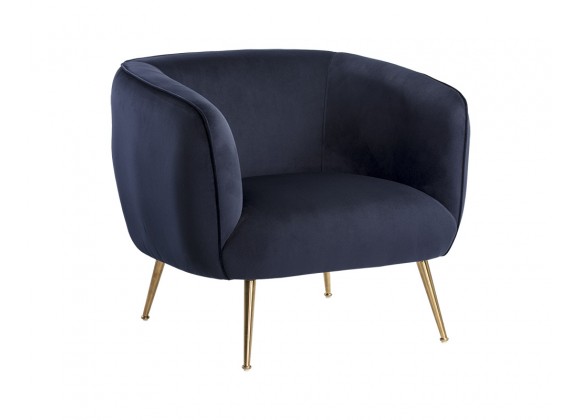 Amara Lounge Chair in Abbington Navy - Angled
