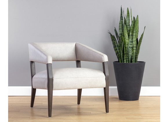 Sunpan Carlyle Lounge Chair in Saloon Light Grey Leather - Lifestyle 2