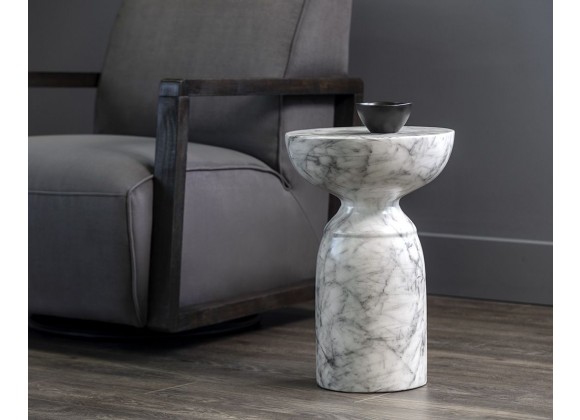 SUNPAN Goya End Table - Marble Look - White, Lidestyle