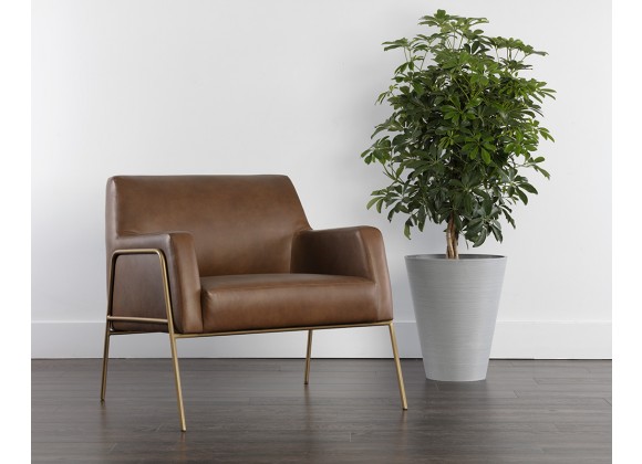 Sunpan Cybil Lounge Chair in Vintage Caramel Leather - Lifestyle