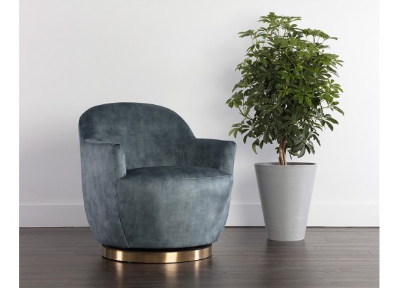 Sunpan Casey Swivel Lounge Chair In Nono Petrol - Lifestyle