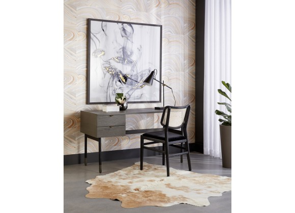 Sunpan Annex Dining Chair - Abbington Velvet Black / Natural - Lifestyle