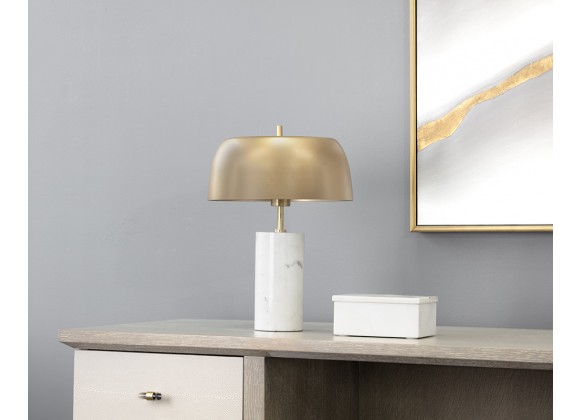 Sunpan Aludra Table Lamp in White Marble and Gold - Lifestyle