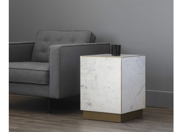 Sunpan Daines End Table In White Marble - Lifestyle