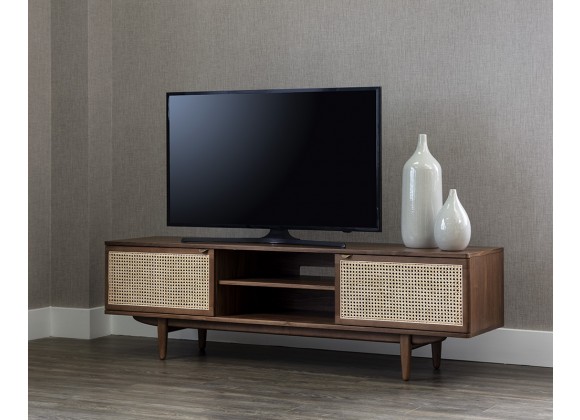 Sunpan Akita Media Console And Cabinet - Angled Lifestyle