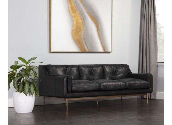  Sunpan Benton Sofa in Behike Ebony Leather - Lifestyle