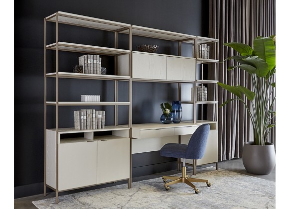 Sunpan Ambrose Modular Wall Desk in Champagne Gold And Cream - Lifestyle