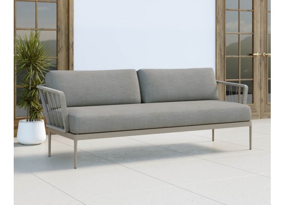 Sunpan Catania Sofa In Dark Grey And Copacabana Grey - Angled Lifestyle