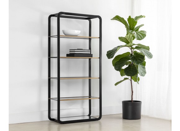 Sunpan Ambretta Bookcase - Large in Black / Smoke Grey - Lifestyle