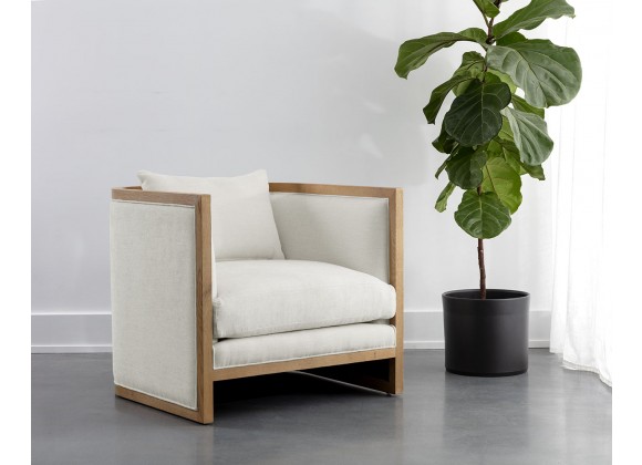 Sunpan Chloe Lounge Chair in Natural And Heather Ivory Tweed - Lifestyle