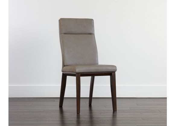 Cashel Dining Chair In Alpine Grey Leather - Angled View