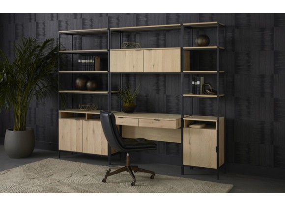 Sunpan Ambrose Modular Bookcase in Rustic Oak And Black - Small Workplace 