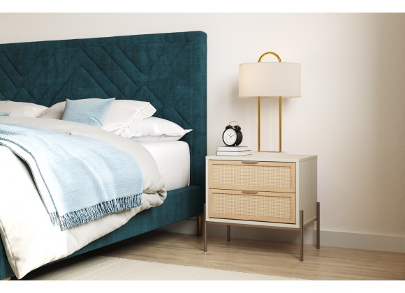Sunpan Avida Nightstand in Champagne Gold and Cream - Lifestyle