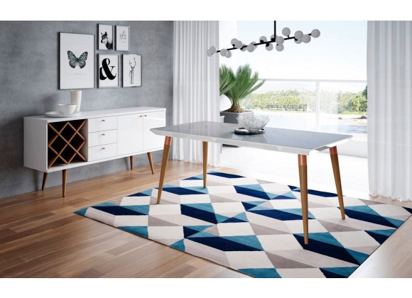 Utopia 70.86" Modern Beveled Rectangular Dining Table with Glass Top - Lifestyle