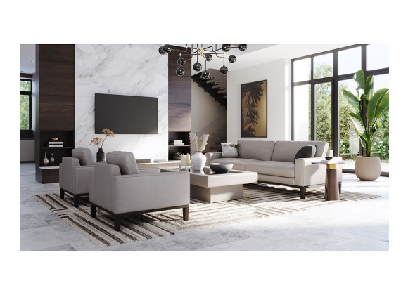 Sunpan Davilo Sofa in Light Grey Leather - Lifestyle