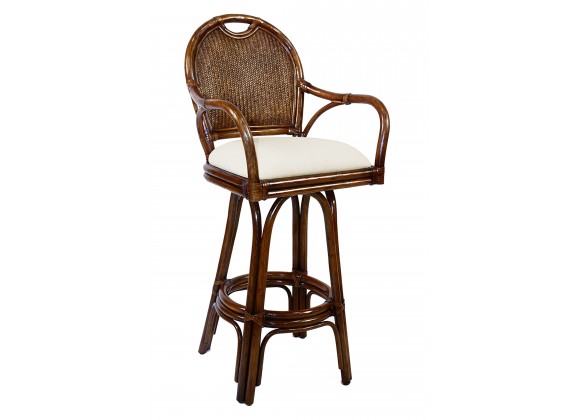 Hospitality Rattan Home Classic Indoor Swivel Rattan & Wicker Stool in TC Antique Finish