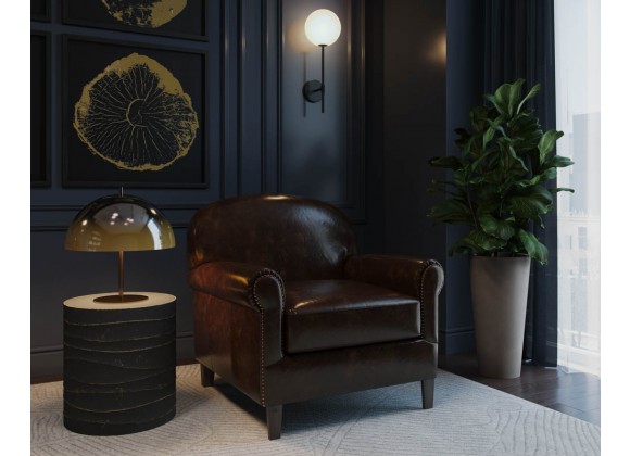 Sunpan Bastoni Lounge Chair in Chocolate Leather - Lifestyle