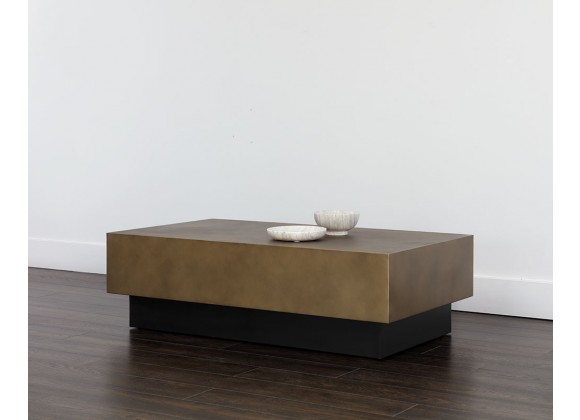 Sunpan Blakely Coffee Table in Antique Brass - Lifestyle