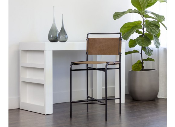 Sunpan Corrigan Counter Stool in Cognac Leather - Lifestyle
