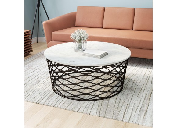 Zuo Modern Queen Coffee Table White and Antique Bronze - Lifestyle